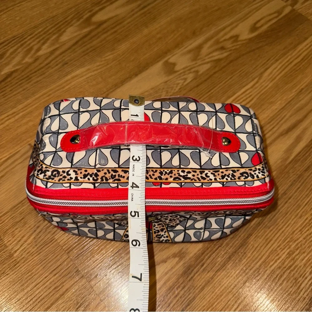 New Brighton Wild Love Zipper Makeup Case with Hearts and Animal‎ Print Detail